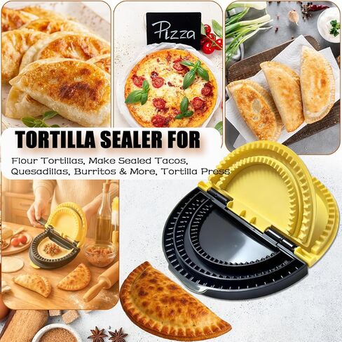 Tortilla Sealer, 3-in-1 Upgraded Quesadilla Maker with 6", 8", and 10" Fully Removable Presses, a Dish Brush, Adjustable & Detachable Crimper for Burritos, Tacos, Dumplings, Calzones, and Sandwiches. in Kuwait