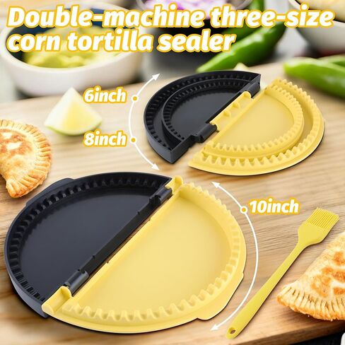 Tortilla Sealer Crimper Press Maker – 3 in 1 Adjustable 6 8 10 Inch Tool Machine for Quesadilla Taco Burrito Empanada Dumpling - Tortillas folder for Wrap Sandwich Empanadas Pie in Saudi Arabia