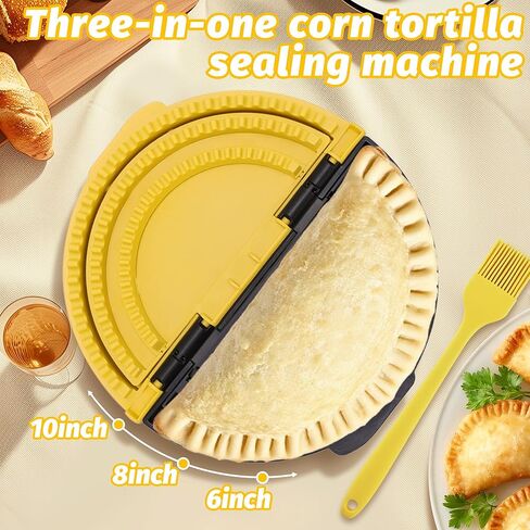Tortilla Sealer Crimper Press Maker – 3 in 1 Adjustable 6 8 10 Inch Tool Machine for Quesadilla Taco Burrito Empanada Dumpling - Tortillas folder for Wrap Sandwich Empanadas Pie in Saudi Arabia