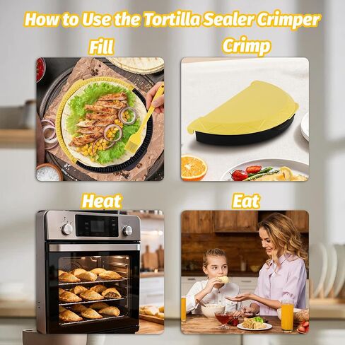 Tortilla Sealer Crimper Press Maker – 3 in 1 Adjustable 6 8 10 Inch Tool Machine for Quesadilla Taco Burrito Empanada Dumpling - Tortillas folder for Wrap Sandwich Empanadas Pie in Saudi Arabia