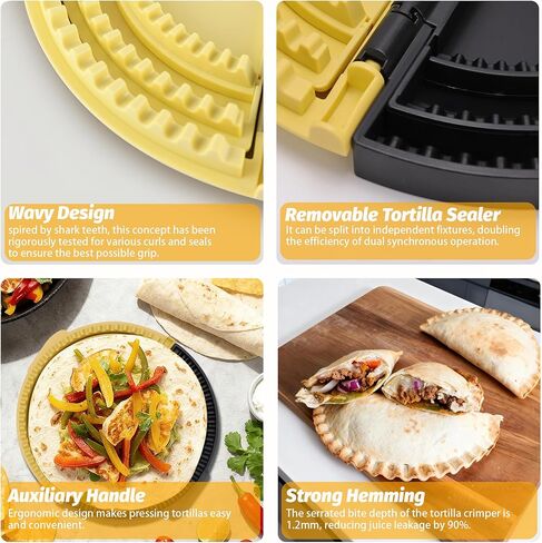 Tortilla Sealer Crimper Press Maker – 3 in 1 Adjustable 6 8 10 Inch Tool Machine for Quesadilla Taco Burrito Empanada Dumpling - Tortillas folder for Wrap Sandwich Empanadas Pie in Saudi Arabia