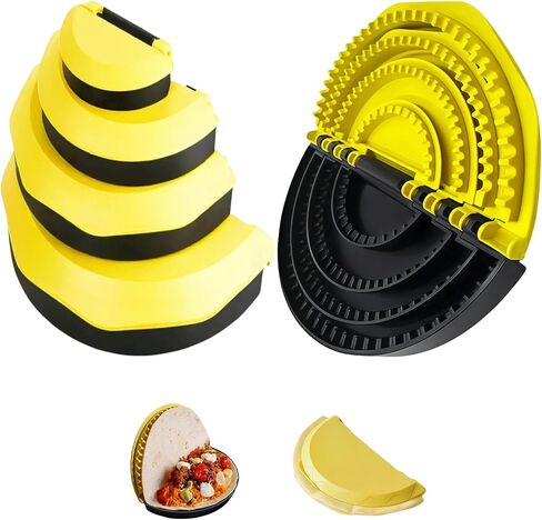 4-in-1 Tortilla Sealer, Tortilla Crimper & Quesadilla Maker - 4/6/8/10-inch Separation Crimper Plates, Make Sealed Tacos, Sandwich, Burritos & More, BPA-Free, Dishwasher Safe, Yellow & Black in Kuwait