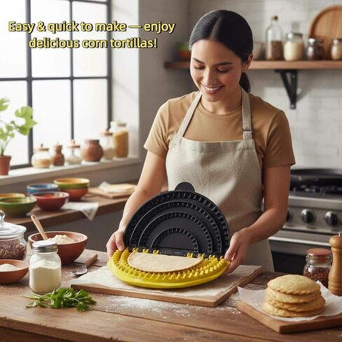4-in-1 Tortilla Sealer, Tortilla Crimper & Quesadilla Maker - 4/6/8/10-inch Separation Crimper Plates, Make Sealed Tacos, Sandwich, Burritos & More, BPA-Free, Dishwasher Safe, Yellow & Black in Kuwait