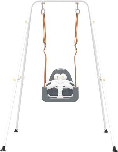 3-in-1 Toddler Swing Set, Baby Swing with Safety Belt, Indoor/Outdoor, Easy to Assemble Kids Swing Seat with Sturdy Metal Stand for Playground, Backyard and Nursery, Blue Yellow in Saudi Arabia