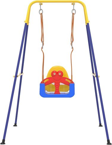 مجموعة أرجوحة للأطفال 3 في 1، أرجوحة أطفال مع حزام أمان، داخلي/خارجي، مقعد متأرجح سهل التجميع للأطفال مع حامل معدني قوي للملعب والفناء الخلفي وغرفة الأطفال، رمادي أبيض in Kuwait