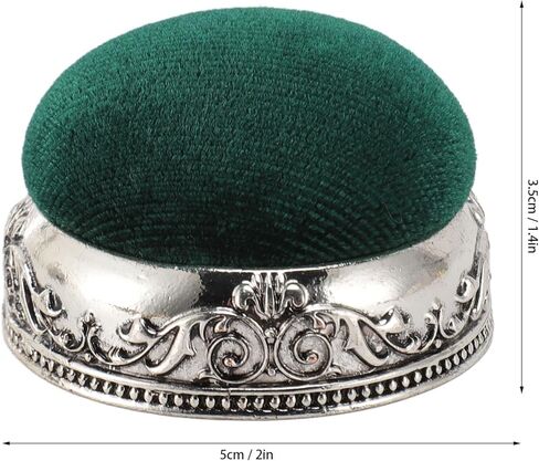 TOPINCN Vintage Pin Cushion, Half Ball Shape Needle Holder, Knitting Needle Keeper, Elastic Sewing Pincushion with Metal Base for Hand Sewing Quilting Knitting Fabric Craft (Silver Base Green Type) in Saudi Arabia