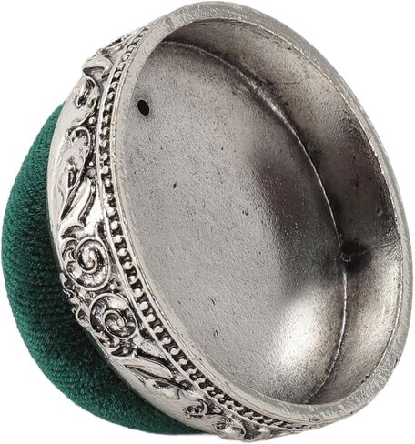 TOPINCN Vintage Pin Cushion, Half Ball Shape Needle Holder, Knitting Needle Keeper, Elastic Sewing Pincushion with Metal Base for Hand Sewing Quilting Knitting Fabric Craft (Silver Base Green Type) in Saudi Arabia