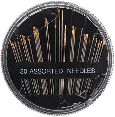 30 Pack Hand Sewing Needles, Assorted Sizes for Sewing, Repair & Embroidery, Compact Round Case, Mending, Quilting and Crafts in Saudi Arabia