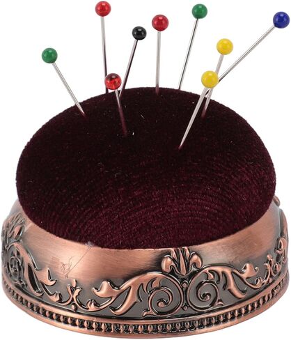 TOPINCN Vintage Pin Cushion, Half Ball Shape Needle Holder, Knitting Needle Keeper, Elastic Sewing Pincushion with Metal Base for Hand Sewing Quilting Knitting Fabric Craft (Silver Base Green Type) in Saudi Arabia