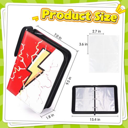 Card Binder-4 Pocket Zipper Collection Album with Double-Sided Display for 400 Cards,Premium PU Holder,Includes 5 Hard Plastic Sleeves for Game Cards,Sports Cards in Saudi Arabia