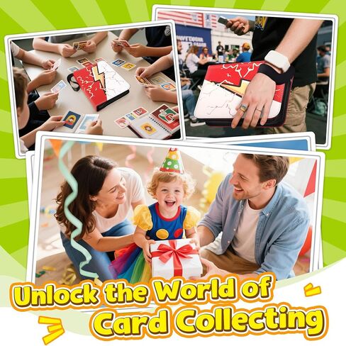 Card Binder-4 Pocket Zipper Collection Album with Double-Sided Display for 400 Cards,Premium PU Holder,Includes 5 Hard Plastic Sleeves for Game Cards,Sports Cards in Saudi Arabia