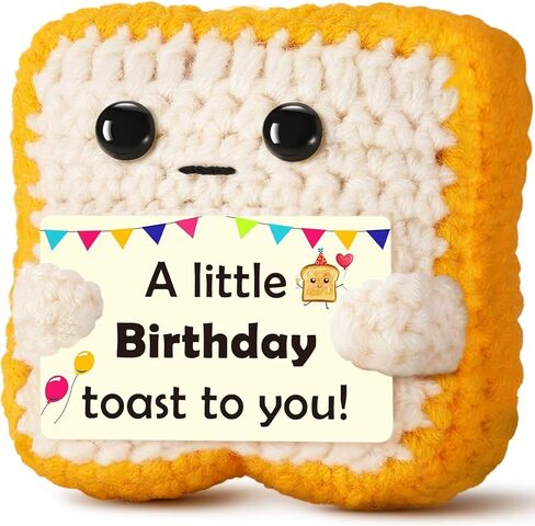 Handmade Crochet Little Toast, Funny Happy Birthday Gift Card for Women, Men, Mom, Dad, Sister, Husband, Wife, Coworker, Cute Keepsake Home Desk Decor Personalized Present for Her, Him, Best Friend in Saudi Arabia