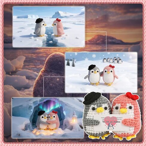 Penguin Couple Crochet Gift – Handmade Knitted Penguin Lovers – Engagement Wedding for Couples, Husband Wife, Boyfriend Girlfriend in Saudi Arabia