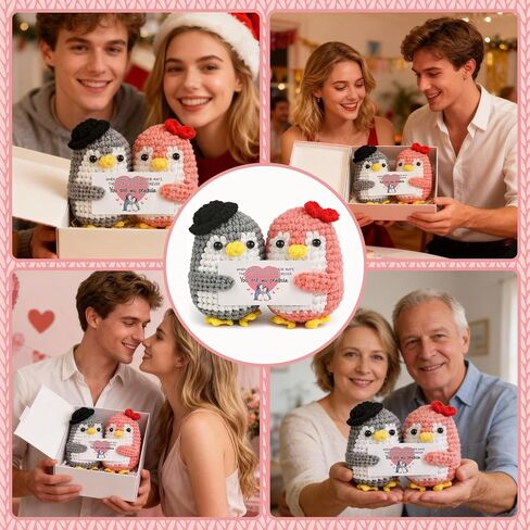 Penguin Couple Crochet Gift – Handmade Knitted Penguin Lovers – Engagement Wedding for Couples, Husband Wife, Boyfriend Girlfriend in Saudi Arabia