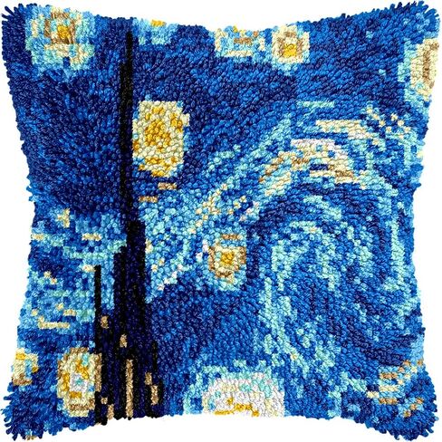 Puzamen مزلاج هوك مجموعات السجاد للبالغين المبتدئين، 13 بوصة صغيرة مزلاج هوك صنع عدة صنع مع خيوط مشفرة مسبقا قماش in Kuwait