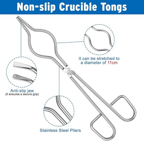 Hysagtek 9 Pcs Crucibles for Melting Metal Kit - Graphite Torch Melting Casting Kit, Graphite Crucible, Graphite Ingot Molds, 2 Crucible Stir Stick, Quartz Cup & Tongs, Gloves in Kuwait
