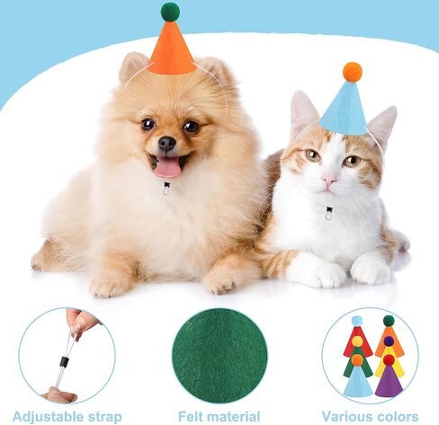 12 PCS Mini Party Hats for Stuffed Animals Birthday Felt Cone Hat with Pompom Adjustable Pets Birthday Party Hats for Assorted Animal Dog Cat Rabbit Puppies Costume Accessories Decor in Saudi Arabia