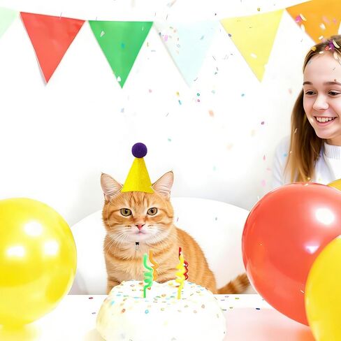 12 PCS Mini Party Hats for Stuffed Animals Birthday Felt Cone Hat with Pompom Adjustable Pets Birthday Party Hats for Assorted Animal Dog Cat Rabbit Puppies Costume Accessories Decor in Saudi Arabia