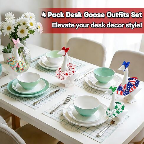 Mini Desk Goose Outfits, 4 Packs Holiday Desk Goose Clothes for Valentine's Day, Easter, St. Patrick's Day and 4th of July, 10 cm Desk Goose Clothes in Saudi Arabia
