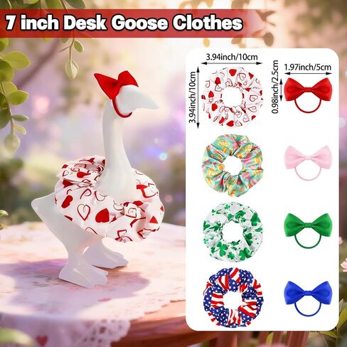Mini Desk Goose Outfits, 4 Packs Holiday Desk Goose Clothes for Valentine's Day, Easter, St. Patrick's Day and 4th of July, 10 cm Desk Goose Clothes in Saudi Arabia