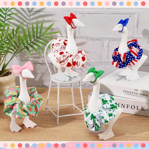 Mini Desk Goose Outfits, 4 Packs Holiday Desk Goose Clothes for Valentine's Day, Easter, St. Patrick's Day and 4th of July, 10 cm Desk Goose Clothes in Saudi Arabia