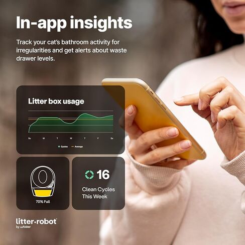Litter-Robot 3 Connect by Whisker، رمادي - صندوق فضلات القطط أوتوماتيكي ذاتي التنظيف، التحكم في التطبيق، يساعد على تقليل روائح صندوق الفضلات، يعمل مع أي فضلات متكتلة، ضمان لمدة عام من WhiskerCare in Kuwait