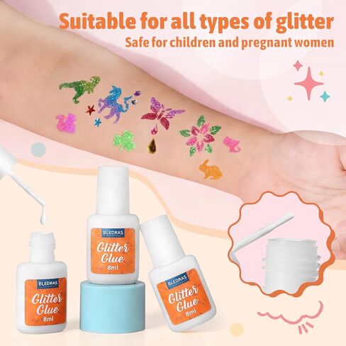 Body Glue for Glitter Tattoos, 3 Pack Glitter Glue, Body Adhesive Safe Non-Toxic Washable for Kids Adults, Ideal for Halloween, Skin Chunky Makeup, Carnival, Birthday Party, Theme Party(3Pcs) in Kuwait