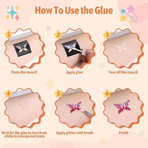 Body Glue for Glitter Tattoos, 3 Pack Glitter Glue, Body Adhesive Safe Non-Toxic Washable for Kids Adults, Ideal for Halloween, Skin Chunky Makeup, Carnival, Birthday Party, Theme Party(3Pcs) in Kuwait