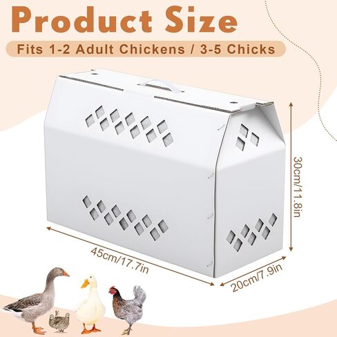 6 Pack Single Live Chicken Shipping Box, 17.7"L x 7.8"w x 11.8"h Cardboard Live Bird Carrier Box with Ventilation Holes Handle, Thickened Corrugated Paper for Poultry, Pets, Small Animals in Saudi Arabia