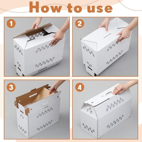 6 Pack Single Live Chicken Shipping Box, 17.7"L x 7.8"w x 11.8"h Cardboard Live Bird Carrier Box with Ventilation Holes Handle, Thickened Corrugated Paper for Poultry, Pets, Small Animals in Saudi Arabia