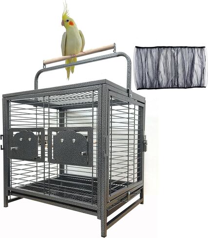 Deluxe Portable Wrought Iron Bird Travel Parrot Vet Carrier Cage Prevent Beaks Out Pet Products for Parrots Conures Cockatiel Amazon African Grey Prevent Beaks Out Include Cage Cover in Saudi Arabia