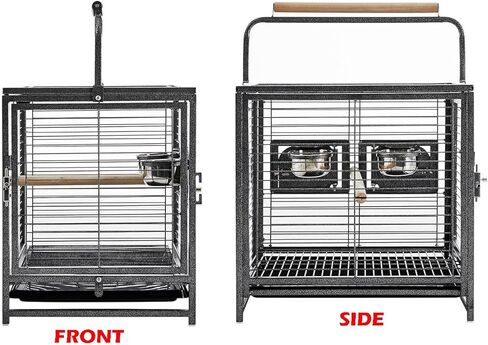 Deluxe Portable Wrought Iron Bird Travel Parrot Vet Carrier Cage Prevent Beaks Out Pet Products for Parrots Conures Cockatiel Amazon African Grey Prevent Beaks Out Include Cage Cover in Saudi Arabia