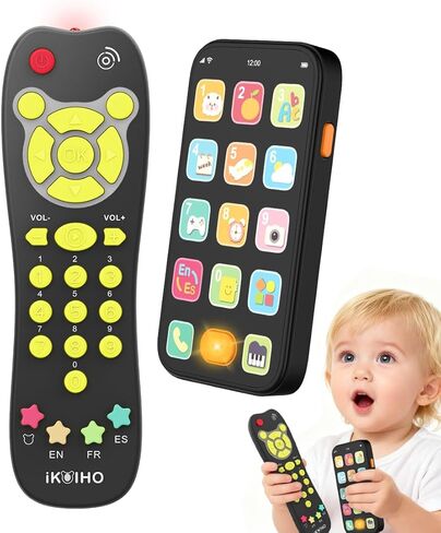 مجموعة ألعاب التحكم عن بعد للأطفال من Toy Phone، تشغيل أجهزة التحكم عن بعد في التلفزيون مع ضوء الموسيقى لمدة 6 أشهر فما فوق، هدية ألعاب الأطفال للتعلم المبكر للأولاد والبنات والأطفال الصغار بعمر سنة واحدة، الإنجليزية/الإسبانية، أزرق in Kuwait