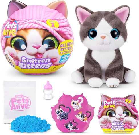 سلسلة Pets Alive Smitten Kittens 2 (Ragdoll) من ZURU - لعبة قطيفة تفاعلية للقطط مع 10 أصوات، فتح علبة مفاجأة، حيوان أليف ناعم قابل للجمع للأعمار من 3 سنوات فما فوق in Kuwait