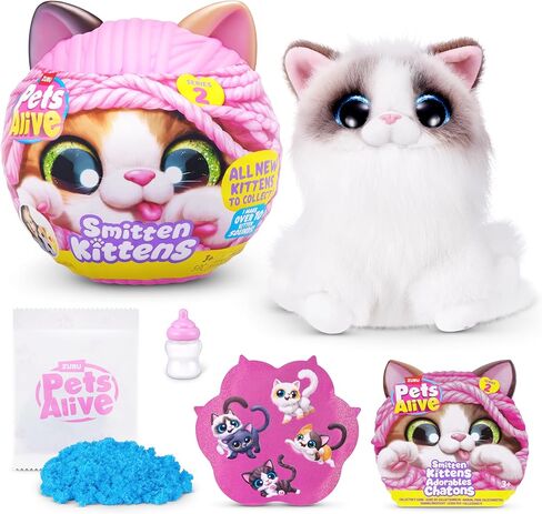 Pets Alive Smitten Kittens Series 2 (Ragdoll) by ZURU – Interactive Plush Cat Toy with 10 Sounds, Surprise Unboxing, Soft Collectible Pet for Ages 3+ in Kuwait