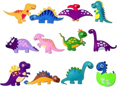 Dinosaur Felt DIY Craft Kit for Kids - Pre-Punched Educational Handmade Set, Perfect Holiday & Birthday Gift for Boys Girls in Saudi Arabia