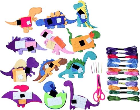 Dinosaur Felt DIY Craft Kit for Kids - Pre-Punched Educational Handmade Set, Perfect Holiday & Birthday Gift for Boys Girls in Saudi Arabia