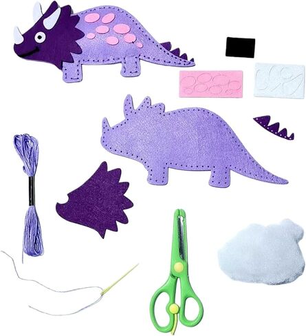 Dinosaur Felt DIY Craft Kit for Kids - Pre-Punched Educational Handmade Set, Perfect Holiday & Birthday Gift for Boys Girls in Saudi Arabia