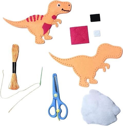 Dinosaur Felt DIY Craft Kit for Kids - Pre-Punched Educational Handmade Set, Perfect Holiday & Birthday Gift for Boys Girls in Saudi Arabia
