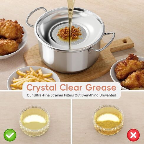 Deep Frying Pot with Basket, Multi-Functional Stainless Steel Stove Top Deep Fryer Pot with Basket and Lid & Oil Strainer For Frying, Stewing, Boiling for Kitchen and Camping-4L/4.2Qt in Saudi Arabia