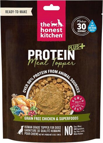 The Honest Kitchen Protein Plus+ وجبة علوية مجففة: أطعمة دجاج خالية من الحبوب، كيس 12 أونصة in Saudi Arabia