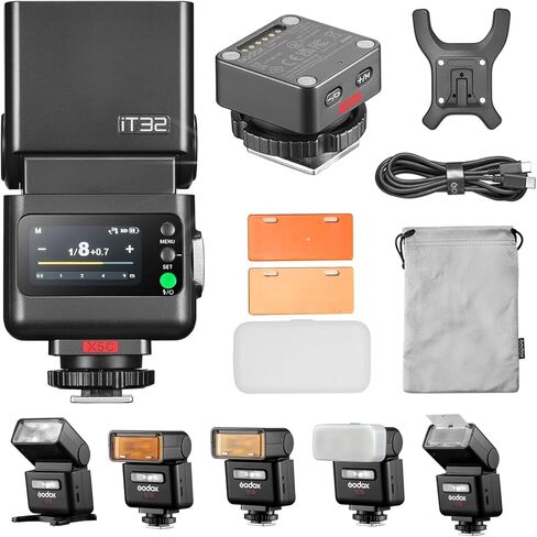 Godox iT32 Camera Flash + X5-S Magnetic Base Compatible with Sony Cameras,TTL HSS +LED Lamp,X5 Serves Hotshoe + Trigger in One Base,（Wireless Control Other Godox X System Flashes） in Saudi Arabia