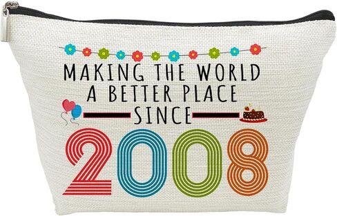 16th Birthday Gifts for Girls, Funny 16 Year Old Gift Makeup Bag, 2008 16th Birthday Makeup Bags for Her, Teens, Sister, Daughter, Niece, Granddaughter, Making The World a Better Place Since 2008 in Saudi Arabia