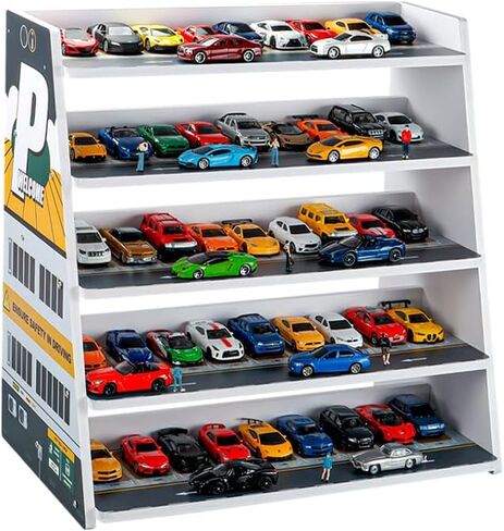 علبة عرض لجراج Hot Wheels وMatchbox Cars، بمقياس 1/64، لعبة Diecast لجراج السيارات، حامل عرض سيارة مصنوع من خليط معدني. موقف سيارات متدرج من خمسة مستويات. in Saudi Arabia