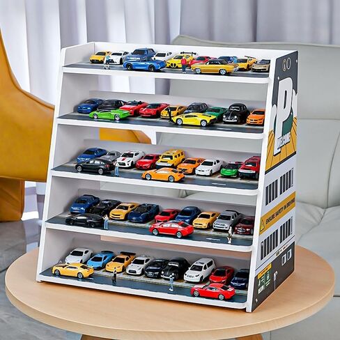 علبة عرض لجراج Hot Wheels وMatchbox Cars، بمقياس 1/64، لعبة Diecast لجراج السيارات، حامل عرض سيارة مصنوع من خليط معدني. موقف سيارات متدرج من خمسة مستويات. in Saudi Arabia
