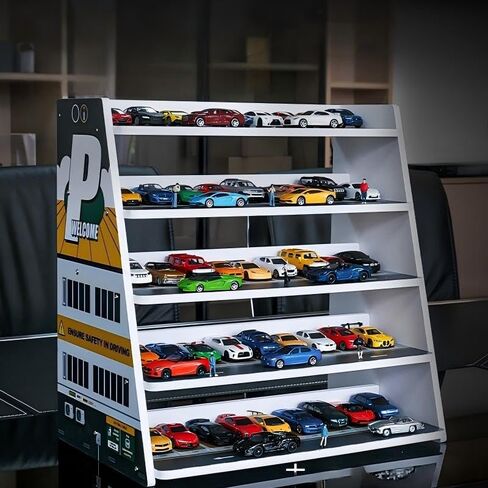 علبة عرض لجراج Hot Wheels وMatchbox Cars، بمقياس 1/64، لعبة Diecast لجراج السيارات، حامل عرض سيارة مصنوع من خليط معدني. موقف سيارات متدرج من خمسة مستويات. in Saudi Arabia