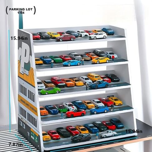 علبة عرض لجراج Hot Wheels وMatchbox Cars، بمقياس 1/64، لعبة Diecast لجراج السيارات، حامل عرض سيارة مصنوع من خليط معدني. موقف سيارات متدرج من خمسة مستويات. in Saudi Arabia