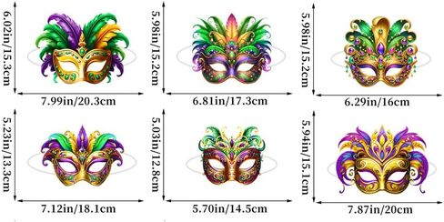 6-Pack Carnival Party Masks – DIY Cardboard Half-Face Eye Masks, Perfect for Masquerade, Halloween, and Unisex Events, Size 22.5 * 16.5 cm in Saudi Arabia