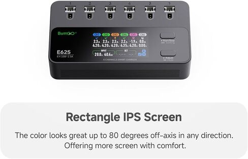 ISDT E625 6-Channel 1S LiHV/LiPo Battery IPS Screen شاحن ذكي/مفرغ، نوع C/XT60 PD مدعوم بمنافذ BT2.0/PH2.0، يتميز بشحن سريع 4.35 فولت 2.5 أمبير لبطاريات طائرات بدون طيار صغيرة الحجم من نوع Whoop FPV in Kuwait