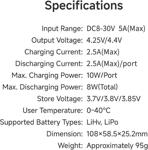 ISDT E625 6-Channel 1S LiHV/LiPo Battery IPS Screen شاحن ذكي/مفرغ، نوع C/XT60 PD مدعوم بمنافذ BT2.0/PH2.0، يتميز بشحن سريع 4.35 فولت 2.5 أمبير لبطاريات طائرات بدون طيار صغيرة الحجم من نوع Whoop FPV in Kuwait